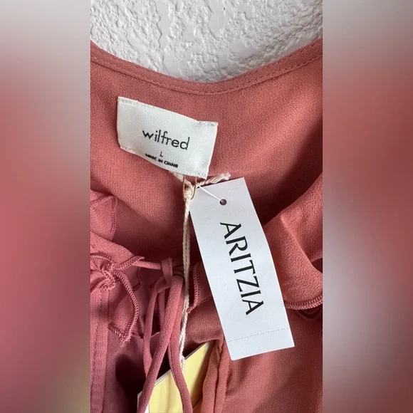 Aritzia Wilfred Amore Cami NWT Dusty Rose Ruffle Tie-Front Chiffon Tank - Picture 11 of 13